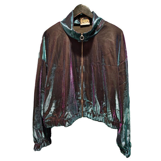 Cropped hot sale holographic jacket