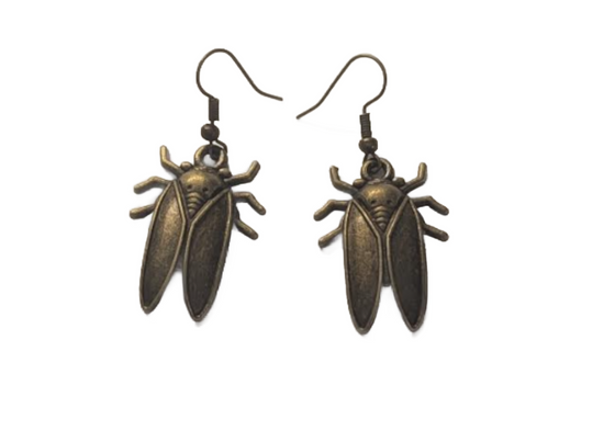 Brass Beetle Earrings