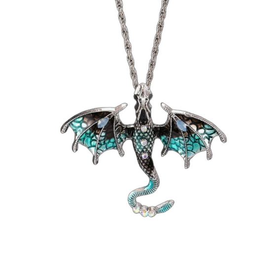 Teal Dragon Necklace