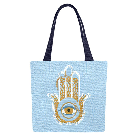 Hand of Fatima Allover Print Tote Bag