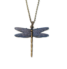  Handpainted Blue Dragonfly Necklace
