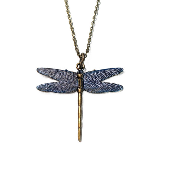 Handpainted Blue Dragonfly Necklace