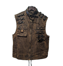  Brown Zip Vest with Corset Lace Back