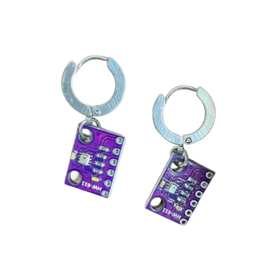 Purple Circuit Board Hoop Earrings
