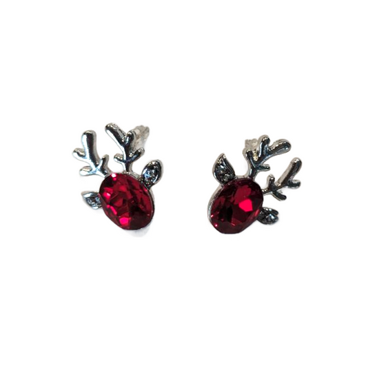Red Crystal Reindeer Earrings