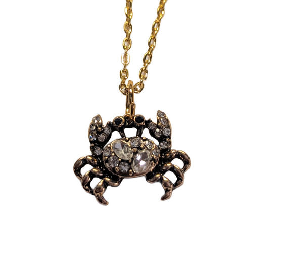 Rhinestone Crab Necklace