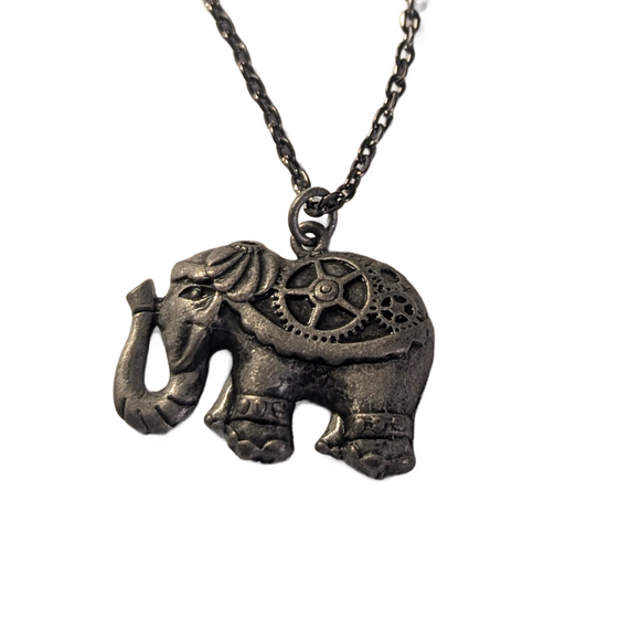 Elephant with Gears Necklace