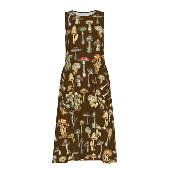 A Study of Mushrooms Sleeveless Dress with Pockets