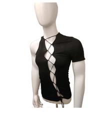  Mens Lace Up Front Tee