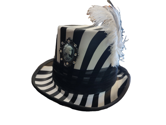 Black and White Striped Top Hat