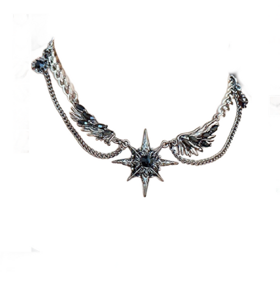Black 8 Sided Star Necklace