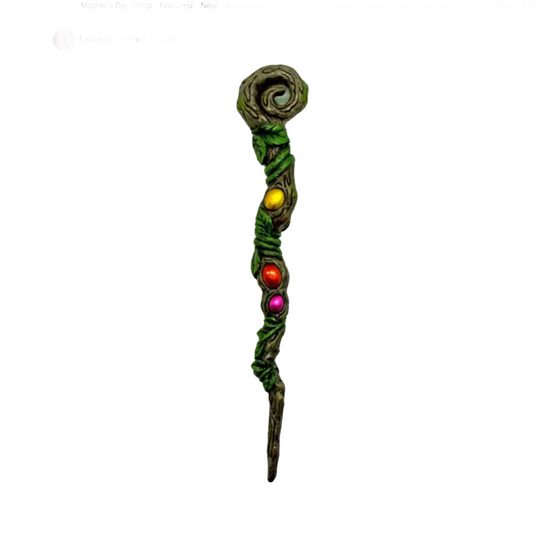 Curled Magic Wand With Painted Stones
