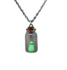  Glow in the Dark Ghost in a Bottle Necklace