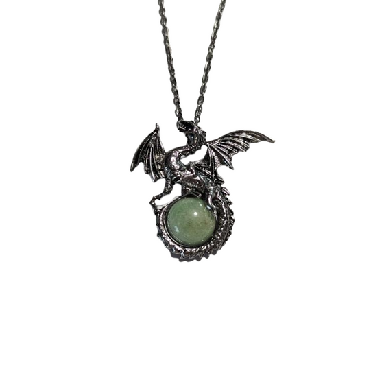 Green Aventurine Dragon Amulet Necklace