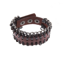  Leather Bracelet With Chain Edge