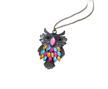  Multi-color Crystal Owl Necklace