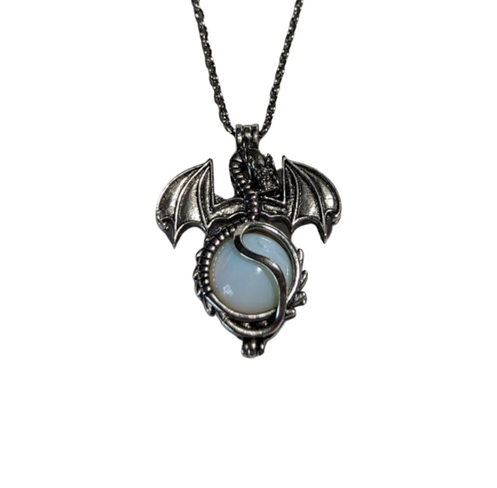 Opal Dragon Amulet Necklace