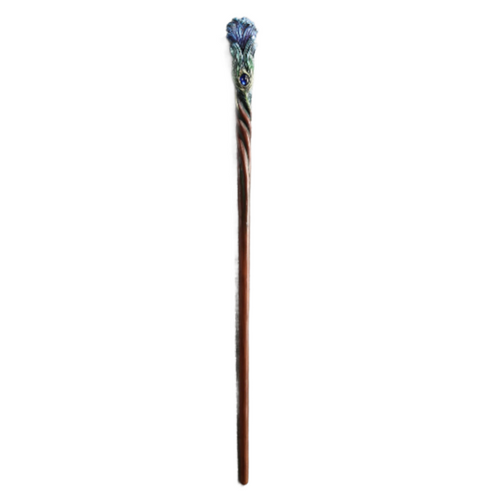 Sapphire Peacock Plume Magic Wand