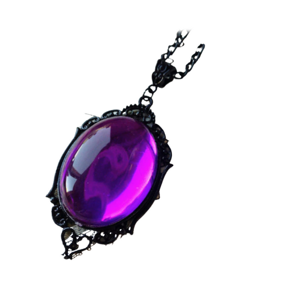 Oval Purple Crystal Necklace
