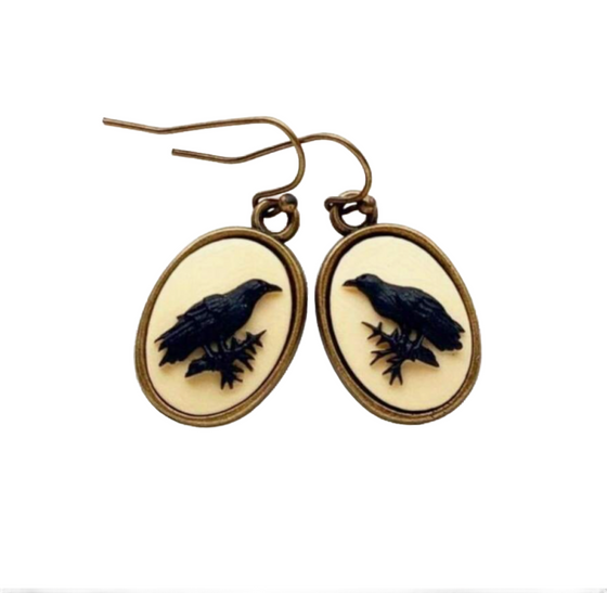 Raven Cameo Earrings
