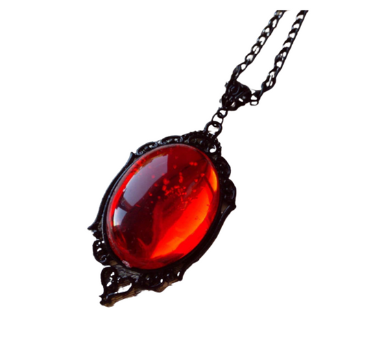Oval Red Crystal Necklace