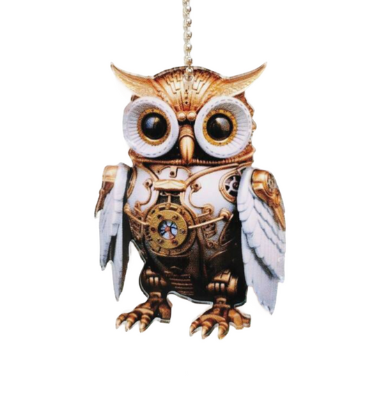 Acrylic Steampunk Owl Keychain