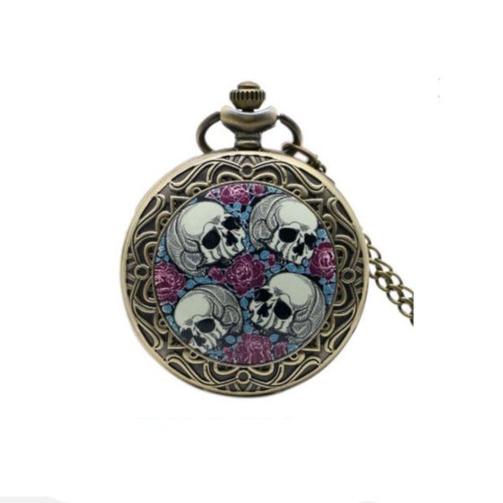 Skull and Roses Pocket Watch