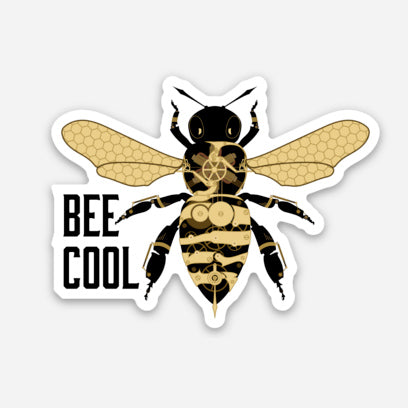 Bee Cool Clockwork Bee Sticker (Small)