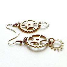  Big and Small Brass Gear Earrings