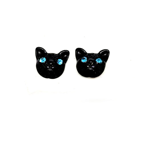 Black Cat Stud Earrings