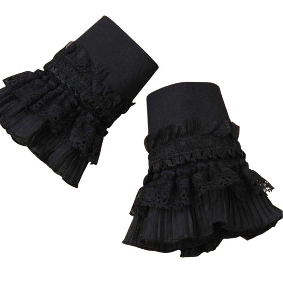 Black Lace Wrist Cuff-Pair