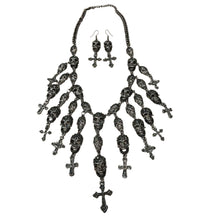  Black Skull Cross Jewelry Set