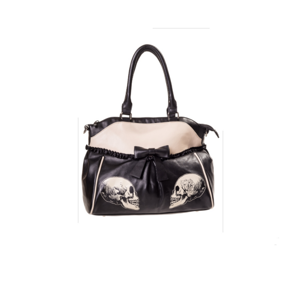Black and Ivory Skull Rose Bag