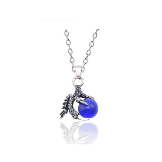 Dragon Claw Amulet Necklace Blue and Pewter