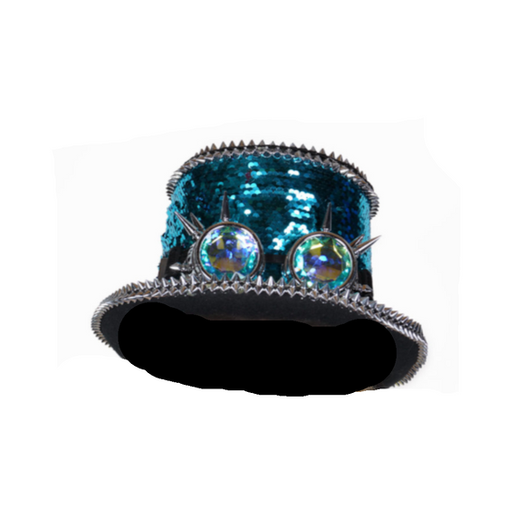 Blue Sequin Top Hat w Goggles