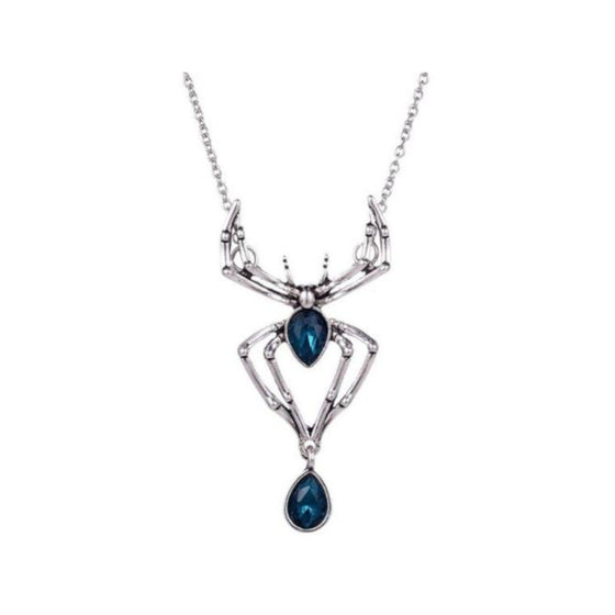 Venomous Vixen Blue Spider Necklace