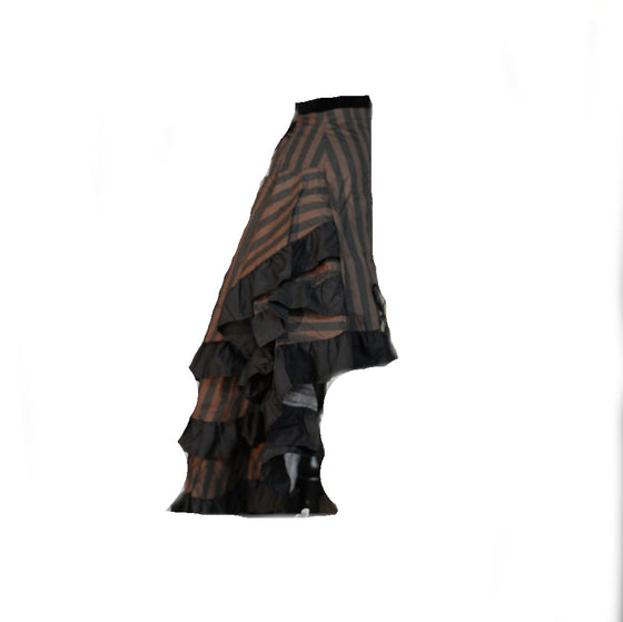 Brown Striped Steampunk Layer Bustle Skirt