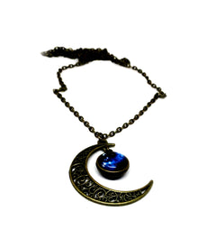  Crescent Moon Blue Necklace