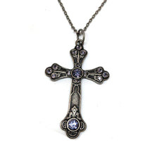  Silver Cross With Lavender Stones