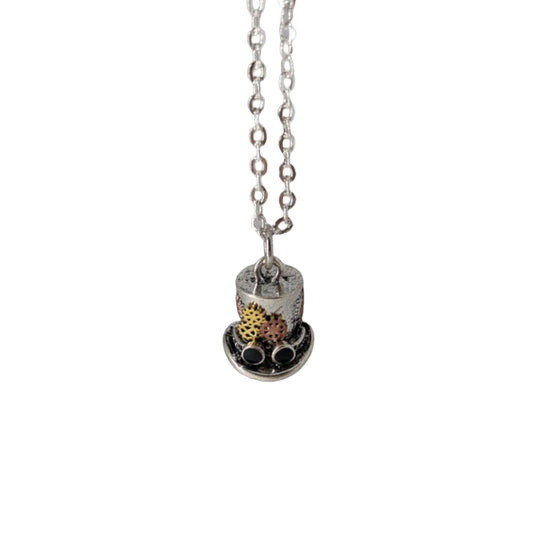 Dainty Steampunk Top Hat Necklace
