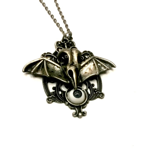 Gothic Raven Skull Eye necklace