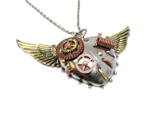 Steampunk Mended Heart Necklace