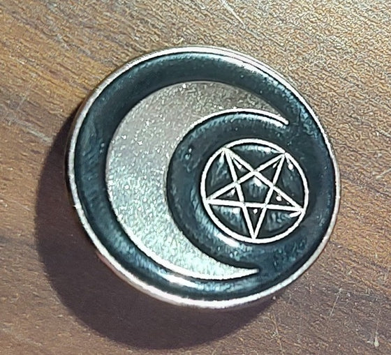 Crescent Moon Pentagram Tack Pin