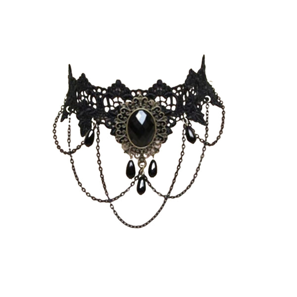 Black Lace Choker with Chains – Aunt Matilda's Steampunk Trunk