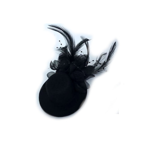 Mini Hat Clip Fascinator Black