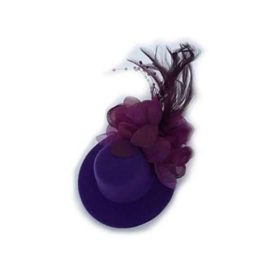 Mini Hat Clip Fascinator Purple