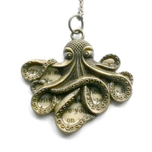  Octopus Text Necklace Brass