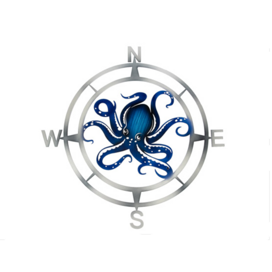 Octopus Compass Metal Art