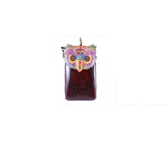 Leather Owl Cell Phone Pouch