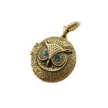  Owl Head Locket Turquoise Eyes